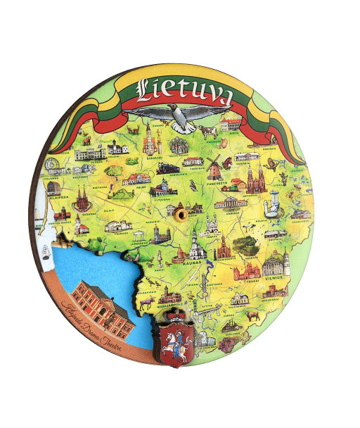 Round Magnet with Rotating Map of Lithuania